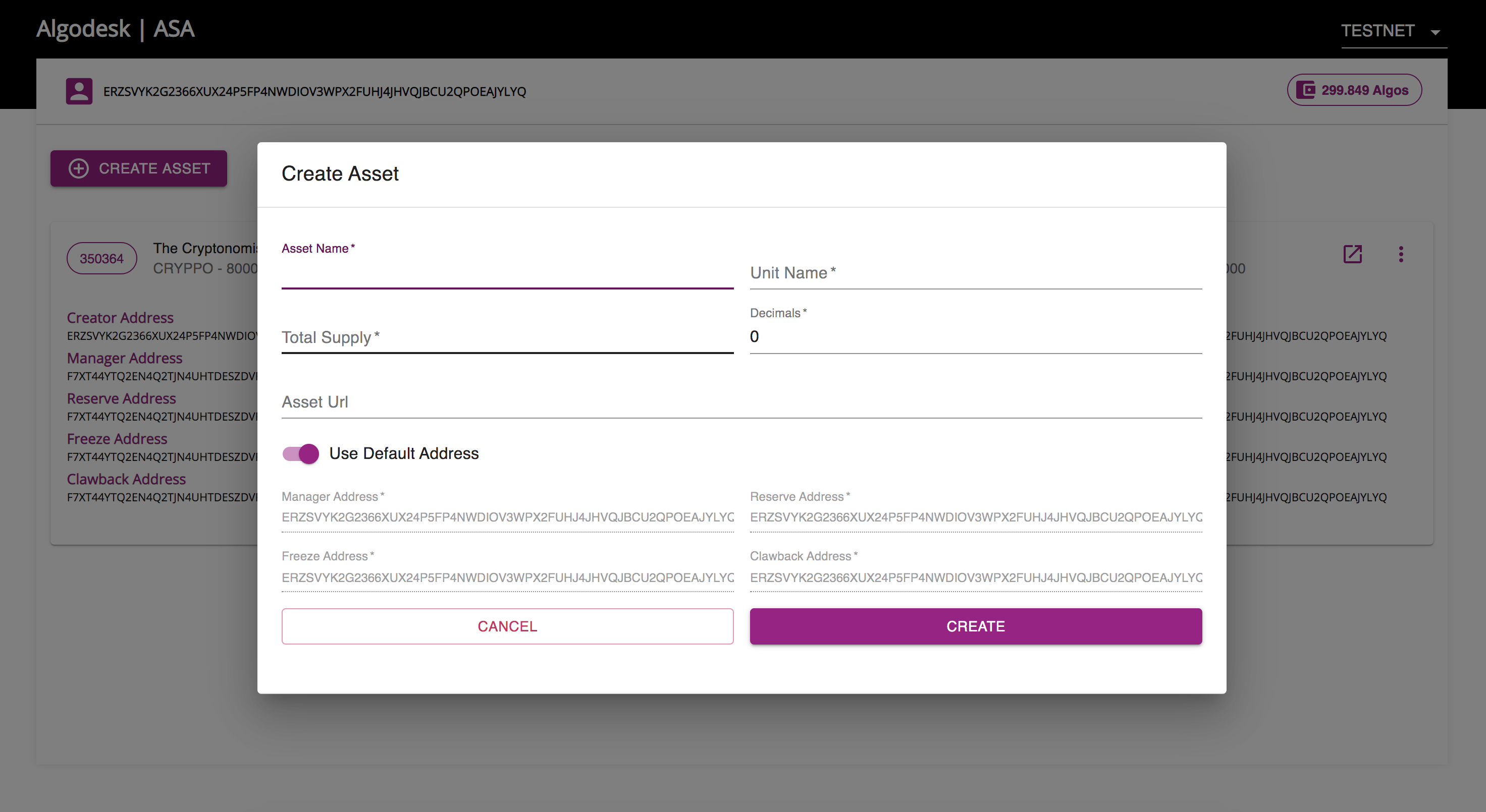 Algorand Asset Management Portal | Algorand Developer Portal