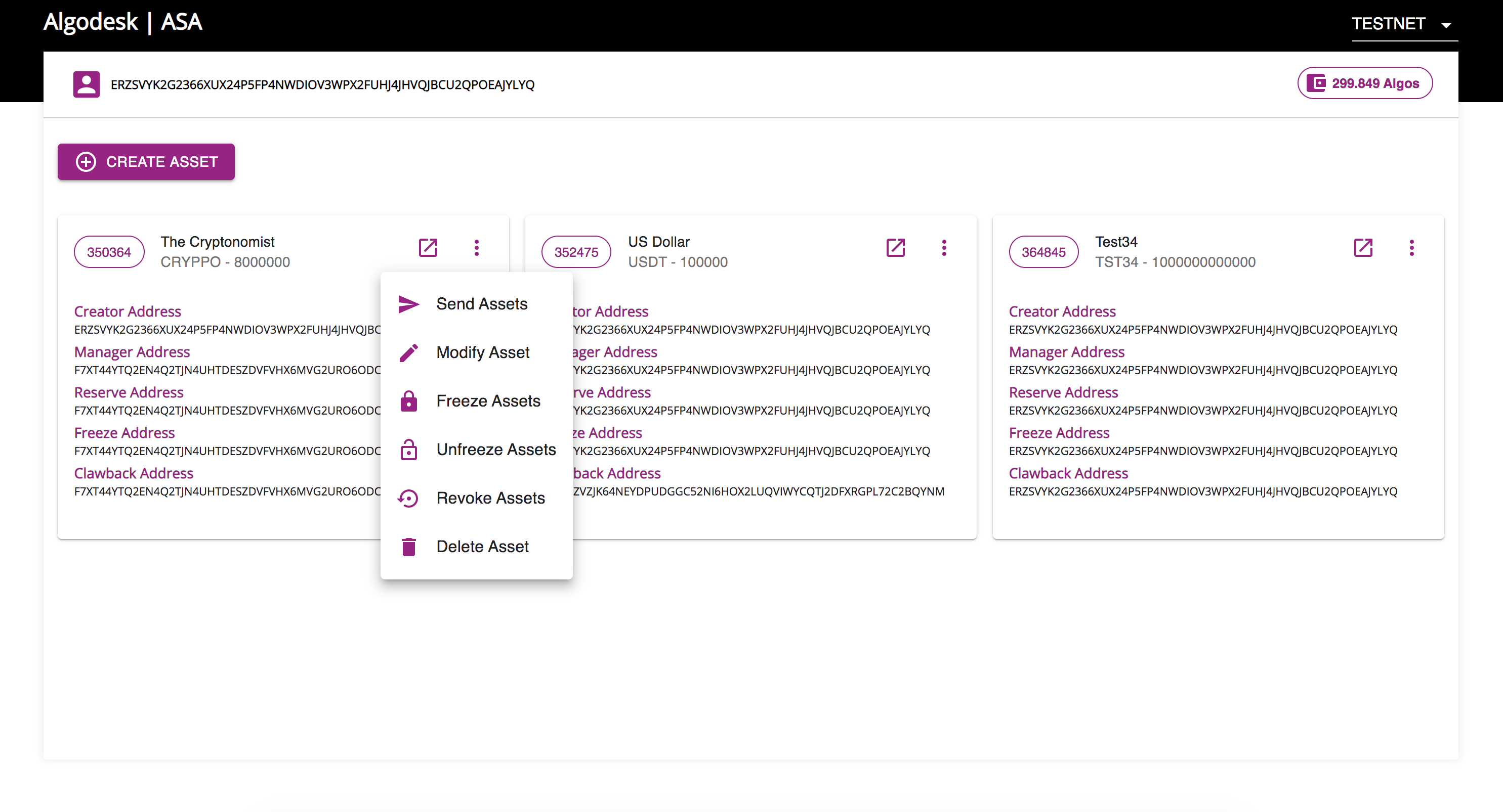 Algorand Asset Management Portal | Algorand Developer Portal